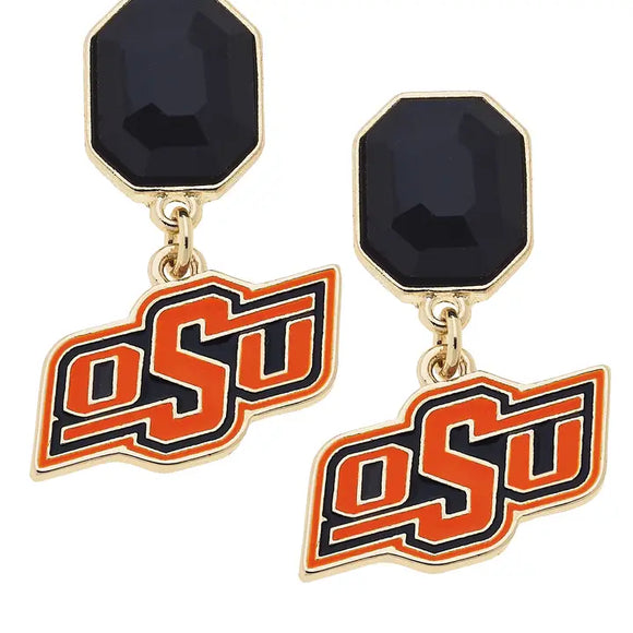 OSU Rhinestone Enamel Logo Earring