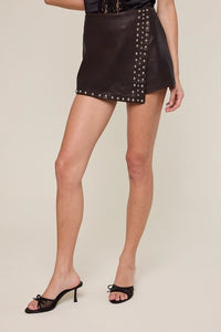 Faux Leather Studded Skort - Greige Goods