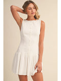Linen Sleeveless Drop Waist Mini Dress - Greige Goods
