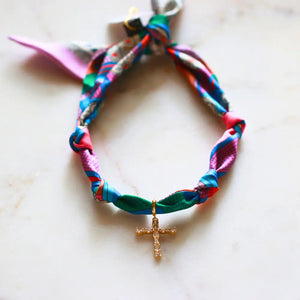 Cross Charm Scarf - Greige Goods