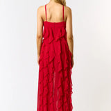 Halter Ruffle Maxi Dress