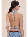 Floral Halter Tie Back Top - Greige Goods