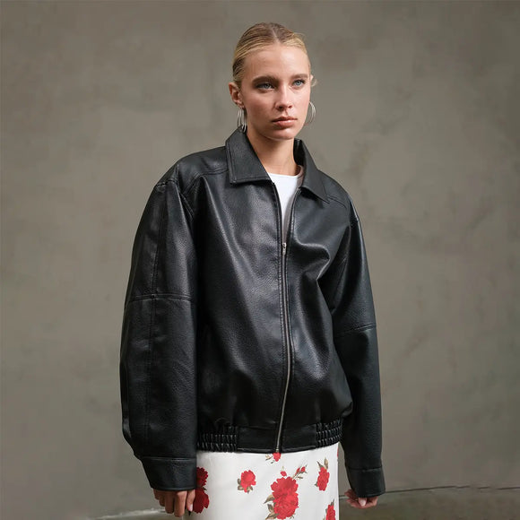 Faux Leather Zip Up