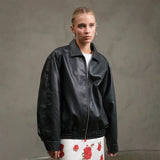 Faux Leather Zip Up