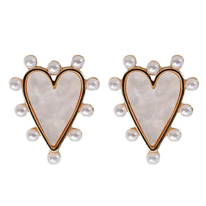 Pearl Studded Heart Earrings