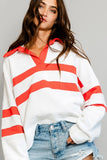Spread Collar Contrast Top - Greige Goods