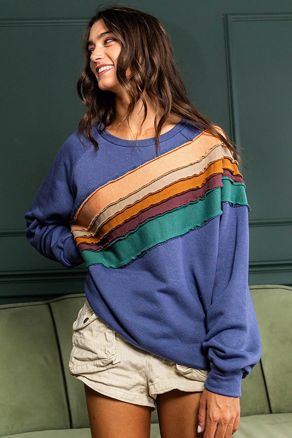 Contrast Stripe Detail Sweatshirt - Greige Goods