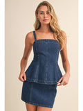 Denim Peplum Top and Skirt - Greige Goods