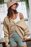 Reversible Twist-Front Sweatshirt Top - Greige Goods