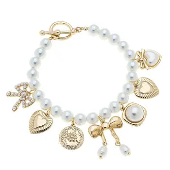 Antoinette Pearl Charm Bracelet