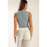 Denim Button Front Vest