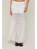Lace See Through Floral Maxi Skirt - Greige Goods