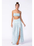 Floral Slit Maxi Skirt - Greige Goods