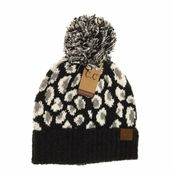 Leopard Pom Beanie