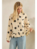 Polka Dot Ruffle Hem Long Sleeve Shirt - Greige Goods