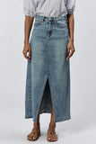 Vianna Front Slit Denim Skirt - Greige Goods