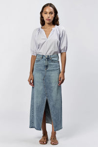 Vianna Front Slit Denim Skirt - Greige Goods