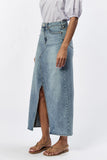 Vianna Front Slit Denim Skirt - Greige Goods