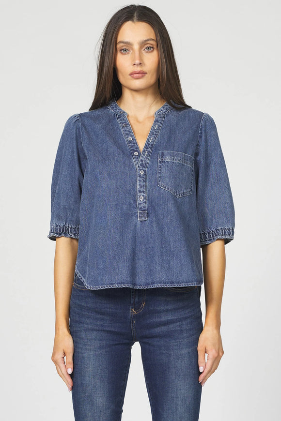 Sidney Denim Top - Greige Goods