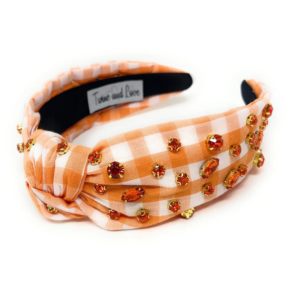 Gingham Jeweled Knot Headband