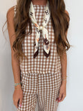 Checkered Top - Greige Goods