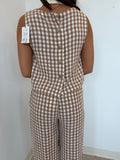 Checkered Crop Pants - Greige Goods
