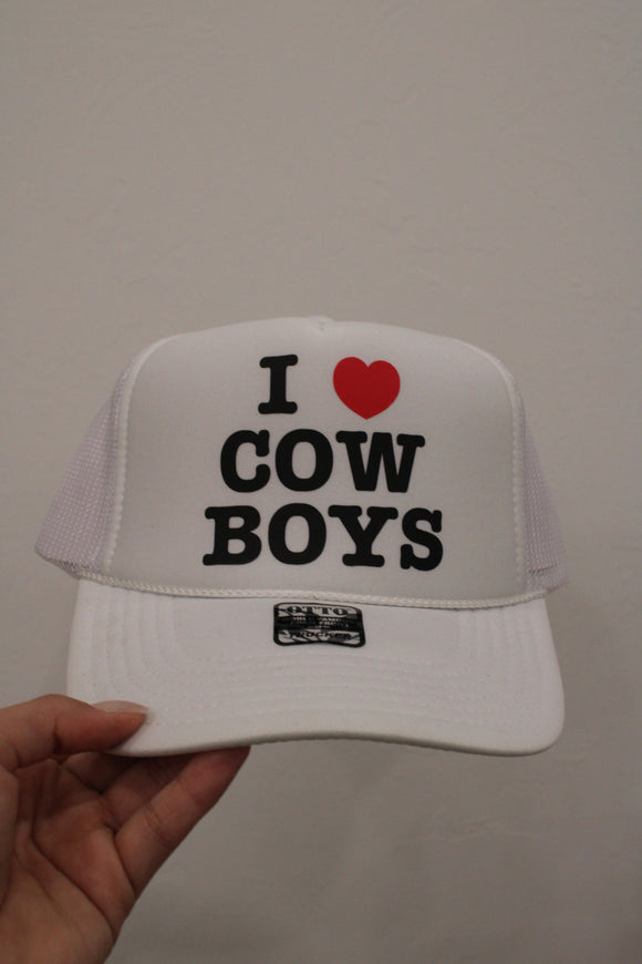 I Heart Cowboys Trucker Hat - Greige Goods
