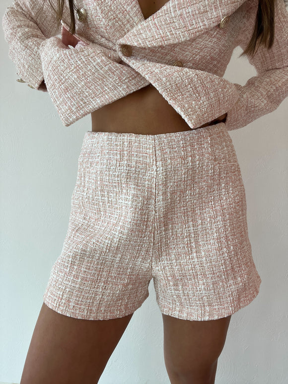 Lurex Tweed Tailored Shorts - Greige Goods