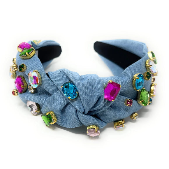 Denim Jeweled Headband