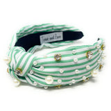 Myla Striped Jeweled Headband - Greige Goods