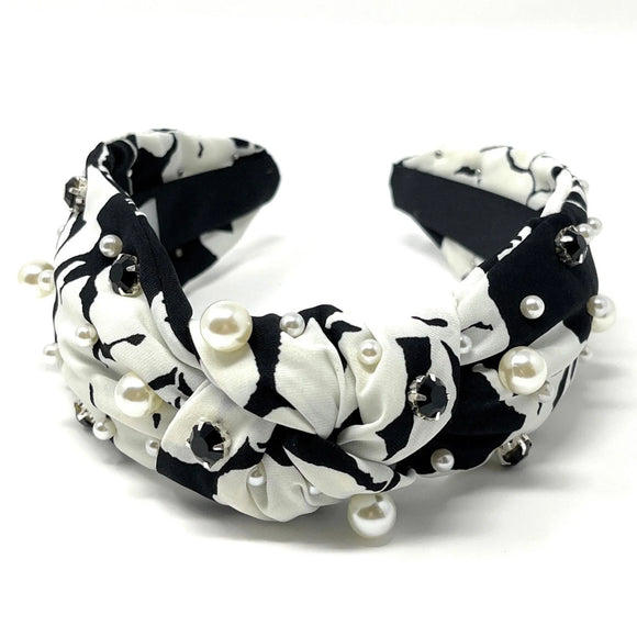 Emma Jeweled Knotted Headband - Greige Goods