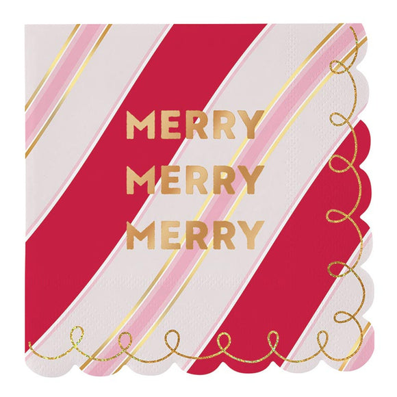 Foil Scallop Merry Napkins