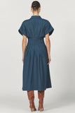 Plisse Midi Dress - Greige Goods