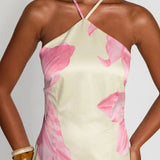 Floral Halter Mini Dress - Greige Goods