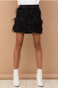 Suede Ostrich Mini Skirt - Greige Goods
