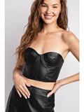 Strapless Leather Corset Top - Greige Goods