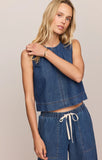 Denim Cropped Tank - Greige Goods