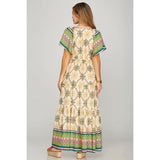 Woven Print Tiered Maxi Dress