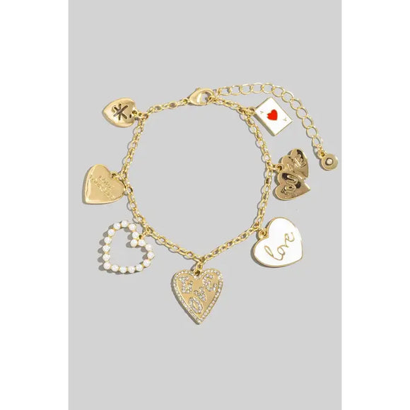 Multi Heart Charm Chain Bracelet