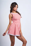 Checker Boat Neck Romper