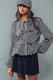 Gingham Babydoll Bow Tie Top