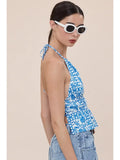 Floral Halter Tie Back Top - Greige Goods