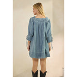 Denim Smocked Babydoll Mini