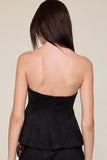 Suede Ruffle Down Tube Top