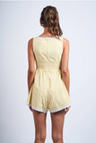 Checker Boat Neck Romper