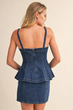 Denim Peplum Top and Skirt - Greige Goods