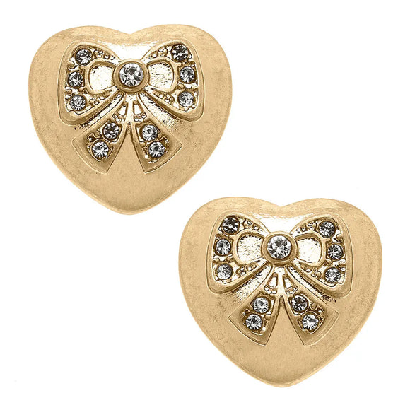 Rylan Bow Heart Stud Earrings - Greige Goods
