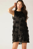 A Rosette Applique Mini Dress - Greige Goods