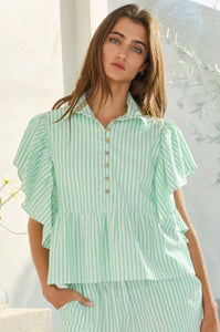 Ruffle Striped Top
