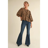 Leopard Print Peplum Top - Greige Goods